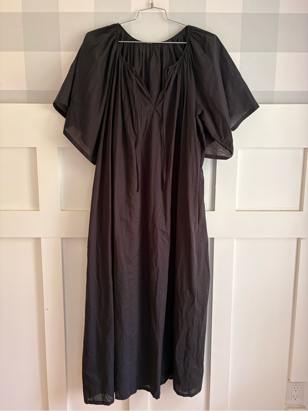 Le Petit Trou Black V-Neck Maxi Dress with Tan Belt - Picture 10 of 12